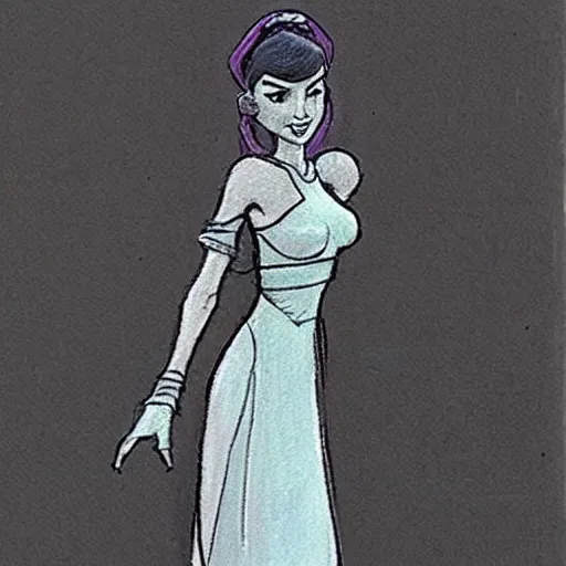 Image similar to milt kahl sketch of victoria justice as princess padme from star wars episode 3