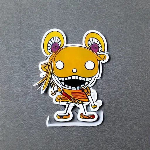 Prompt: die cut sticker, tony chopper of one piece, splatter paint