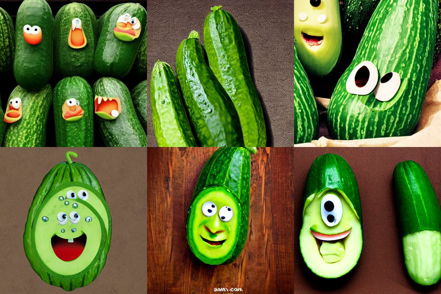 Prompt: scary images of larry the cucumber