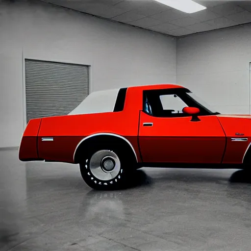 Image similar to 1979 Blazer Corvette, inside of an auto dealership, ektachrome photograph, volumetric lighting, f8 aperture, cinematic Eastman 5384 film