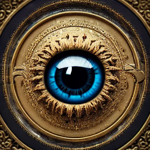Image similar to The eye of god Rah, intricate, ornate, photorealistic, ultra detailed, octane render, high definition, depth of field, bokeh, 8k, artstation, cgsociety