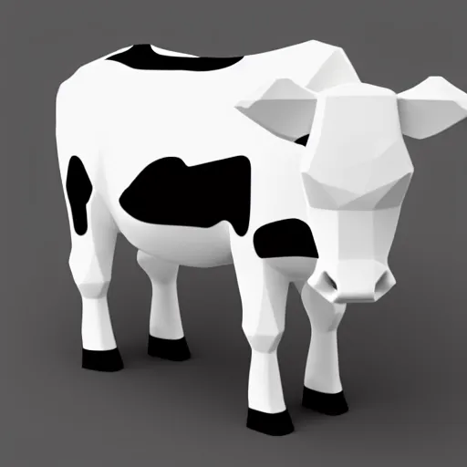 Prompt: isometric 3 d render of a cow, black and white cow with udder. low poly asset, cow, dairy cow