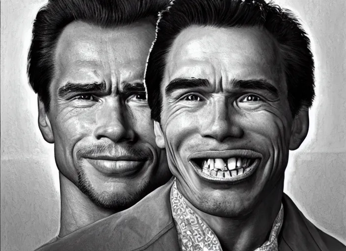 Image similar to a highly detailed arnorld schwarzenegger portrait of a dentist, james gurney, james jean