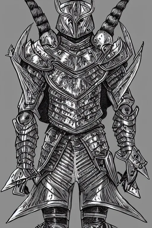 Image similar to thistle armoured warrior, symmetrical, highly detailed, digital art, pointy themed armour, sharp focus, trending on art station, kentaro miura manga art style