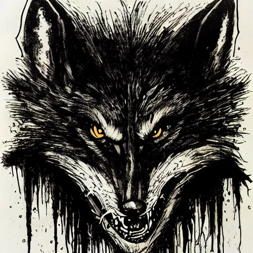 Image similar to portrait of werewolf by ralph steadman