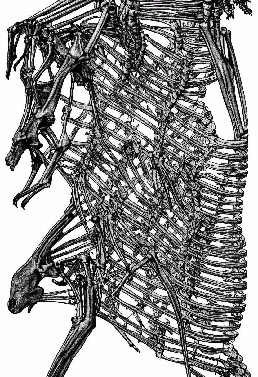 Image similar to a very cool concert t-shirt design of a kangaroo skeleton, highly detailed, line drawing