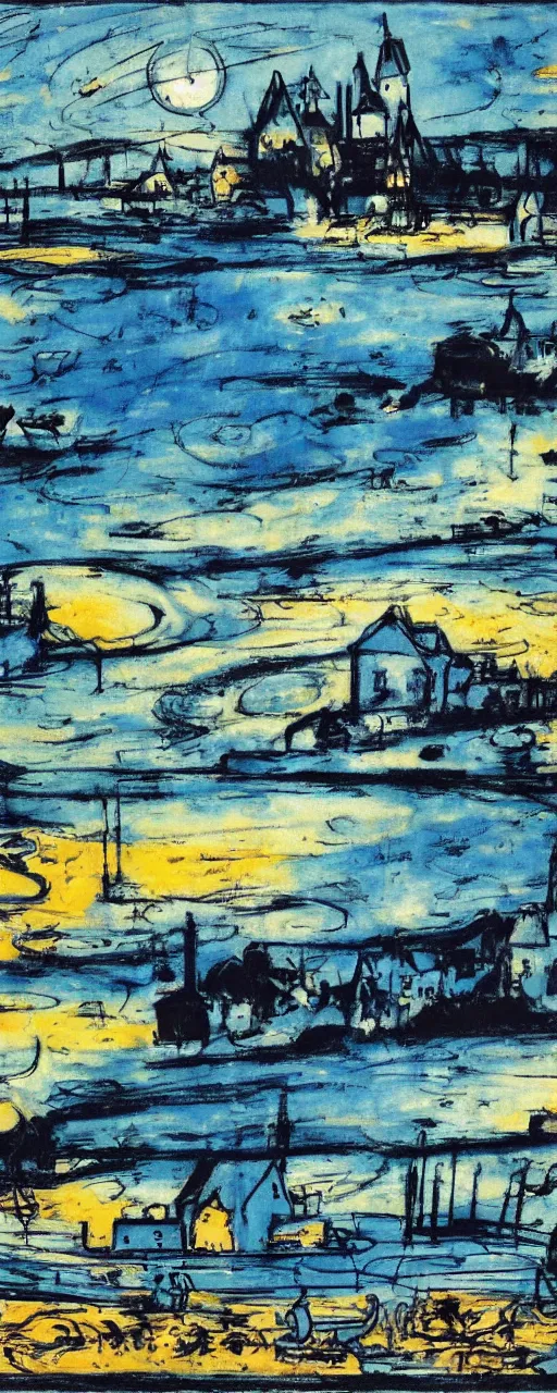 Prompt: dream of a happy place, by bernard buffet and emil nolde, 8 k, trending on artstation