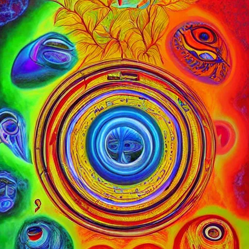 Image similar to Alex-Grey painting, psychedelic-art