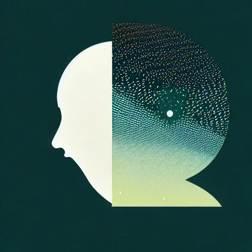 Image similar to a wandering mind, logo without text, simple white background victo ngai, kilian eng