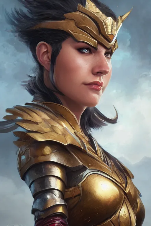 Image similar to amazon valkyrie athena, d & d, fantasy, portrait, highly detailed, headshot, digital painting, trending on artstation, concept art, sharp focus, illustration, art by artgerm and greg rutkowski and magali villeneuve