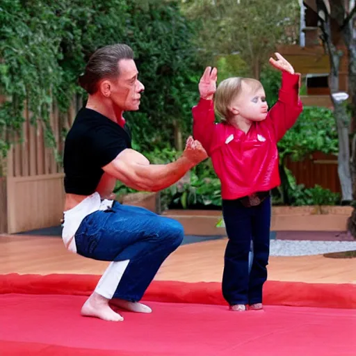 Image similar to jean-claude van Damme toddler karate salute