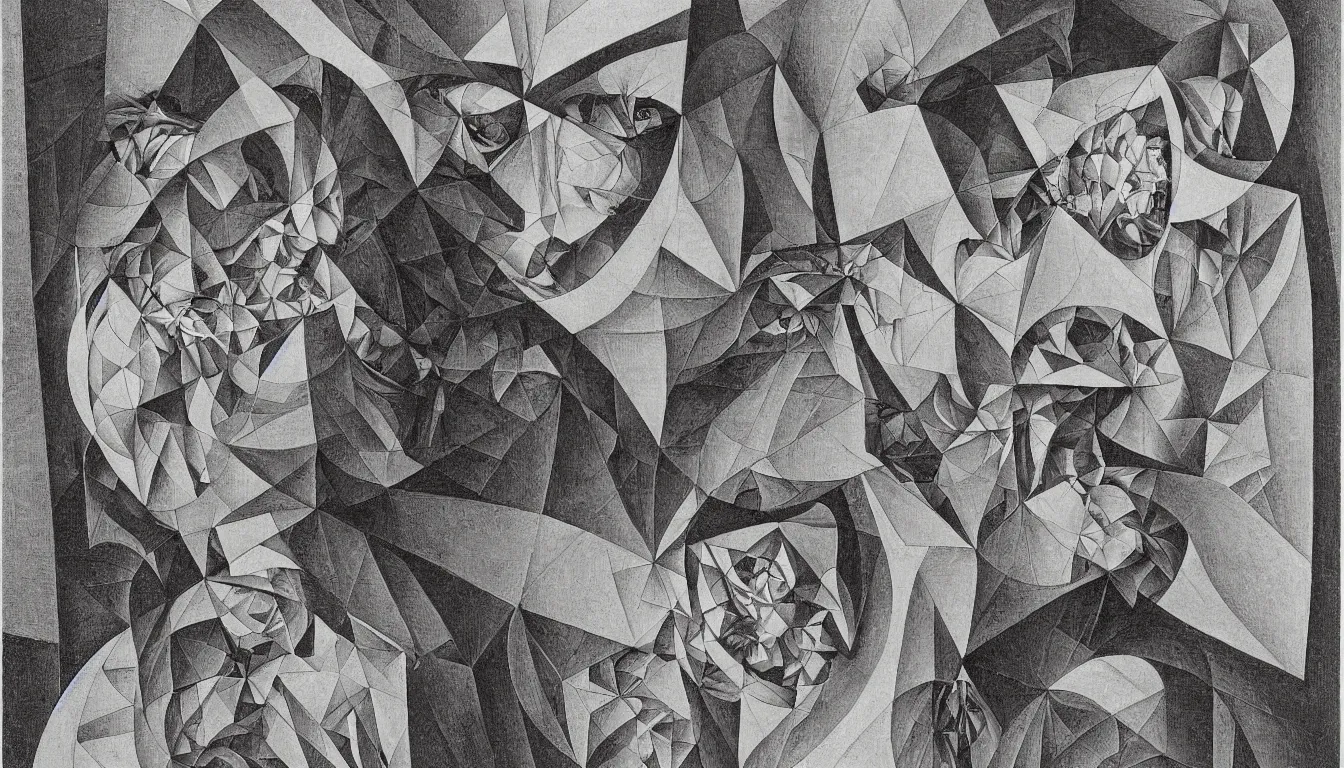 Image similar to self portrait by m c escher