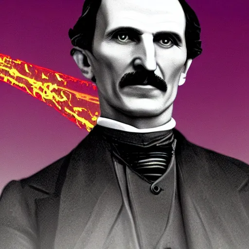 Image similar to nikola tesla in gta v cover art by steven bliss, cover art, box art, loading screen