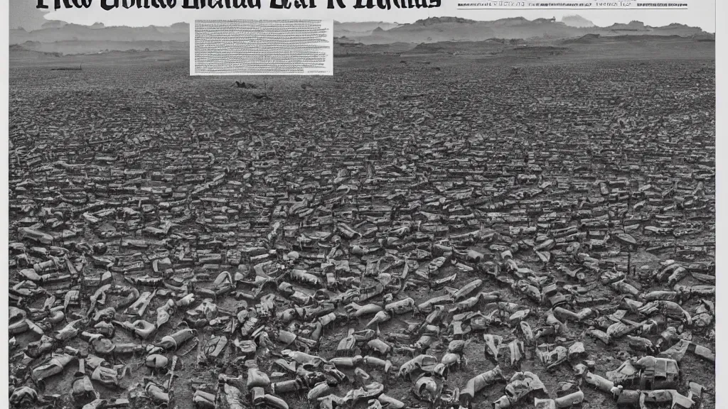 Prompt: 1 9 8 4 famine and drought in ethiopia, cover of new york times, wide - angle, 4 k