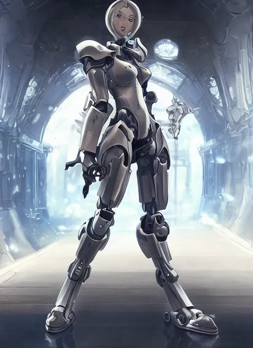 Image similar to a female holy mecha paladin absurdly beautiful, elegant, ultrafine hyperrealistic detailed face illustration by zeen chin and artgerm and greg rutkowski, intricate linework, sharp focus, smooth, octopath traveler, final fantasy, unreal engine highly rendered, global illumination, dramatic lighting, misty, volumetric fog, 8 k