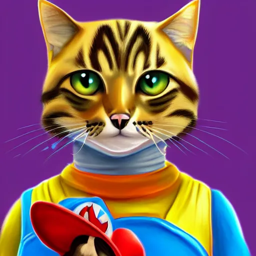 Prompt: Cat as Super Mario, highly detailed, digital painting, artstation, concept art, smooth, sharp focus, illustration