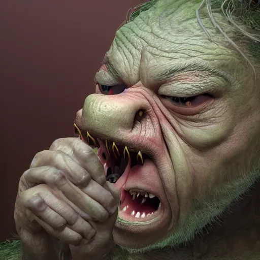 Prompt: a goblin picking his nose, in the style of lord of the rings peter jackson, hyperrealistic, detailed, octane render