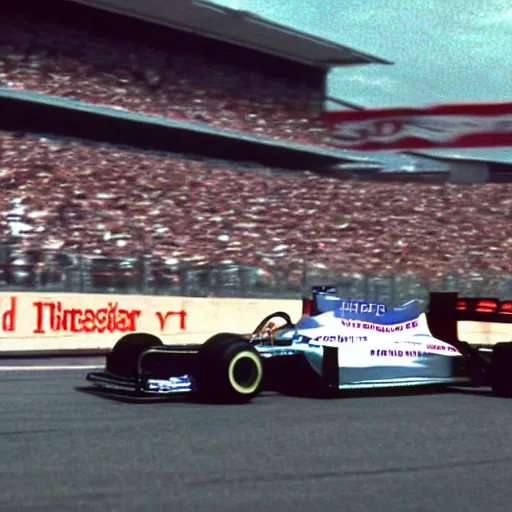 Prompt: cinematic shot of a formula 1 race in 1992