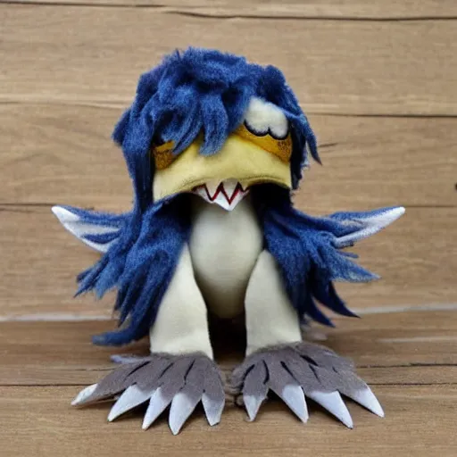 Image similar to a cute dnd griffon! with seagull head and lion body plush! doll