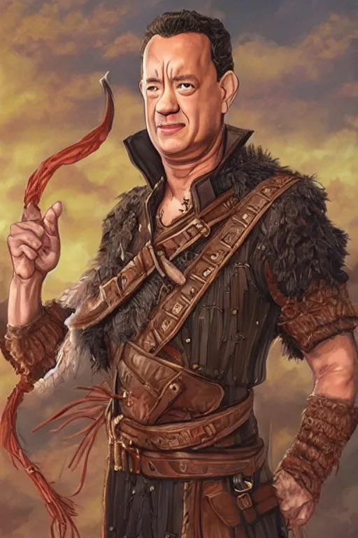 Prompt: tom hanks portrait as a dnd character fantasy art.