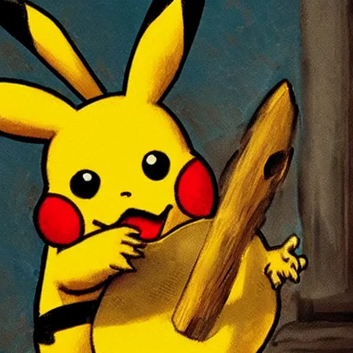 Image similar to Pikachu leads the French Revolution (1789), oil on canvas, 1882