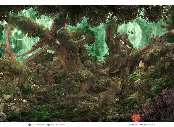 Image similar to Ancient magical forest with a flying a dragon, studio Ghibli style, highly detailed