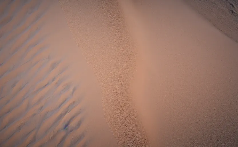 Image similar to top view of sand texture dune, natural light, cinematic lighting, 8 k