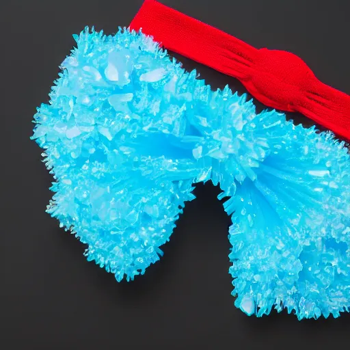 Prompt: cyan crystal and a red headband, product photo, 4K HD