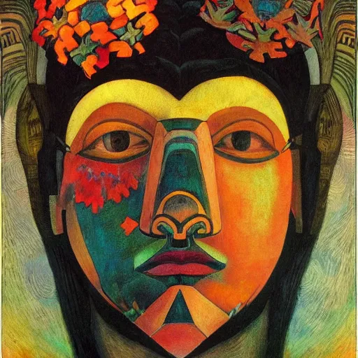 Image similar to head of a beautiful boy wearing a mask made of flowers, by diego rivera and john watkiss and annie swynnerton, art deco shaman, stylized flowers, art brut, symbolist, dramatic cinematic lighting, god rays, iridescent beetles, clean crisp graphics, smooth sharp focus, extremely detailed