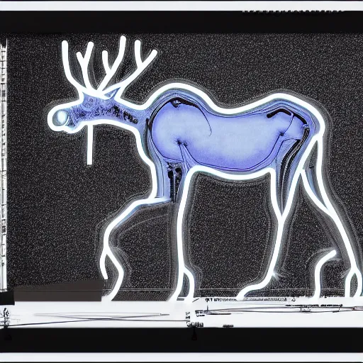 Prompt: !dream radiograph moose centipede 4k 8k , neon Ink drawing blueprint