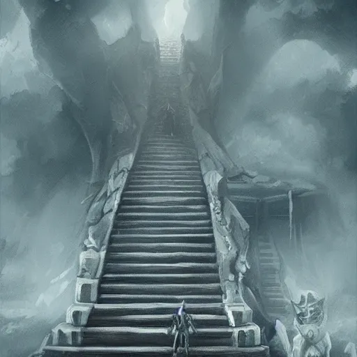 Image similar to stairway to hell, artstation