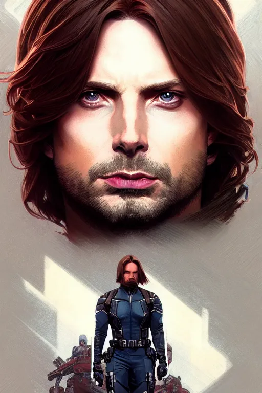 Prompt: a portrait of the winter soldier, fantasy, sharp focus, intricate, elegant, digital painting, artstation, matte, highly detailed, concept art, illustration, ambient lighting, art by ilya kuvshinov, artgerm, alphonse mucha, and greg rutkowski