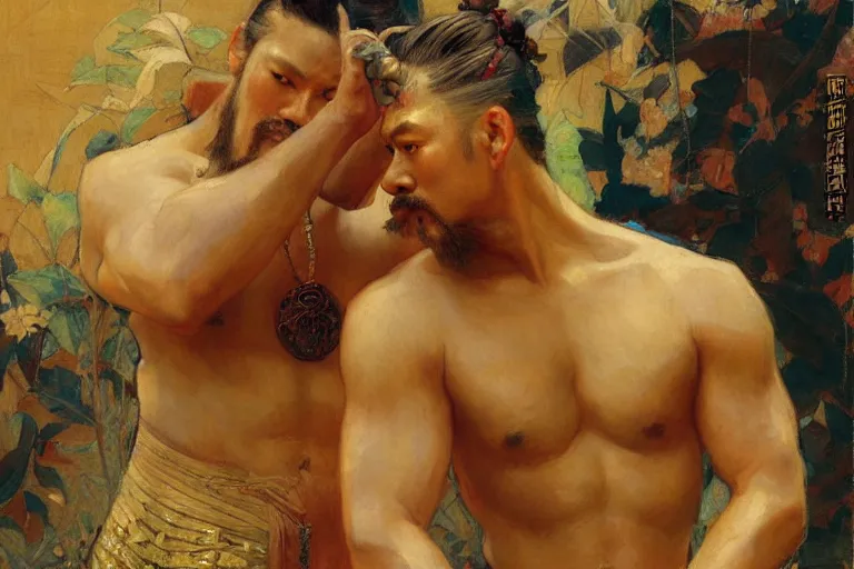 Image similar to tang dynasty, painting by gaston bussiere, craig mullins, j. c. leyendecker, tom of finland