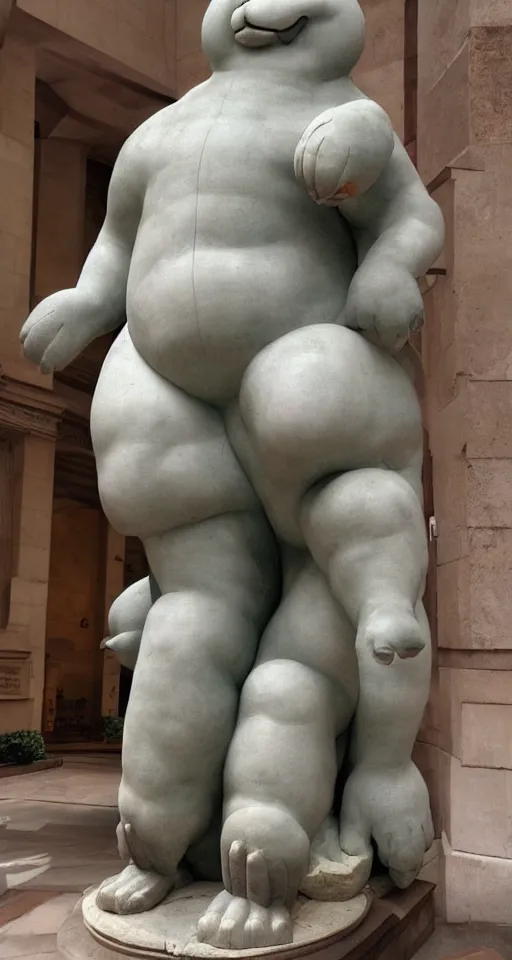 Prompt: big chungus statue by michelangelo buonarroti