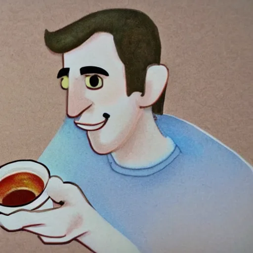 Prompt: Claymation art of a man sipping tea, natural lighting, extremely detailed