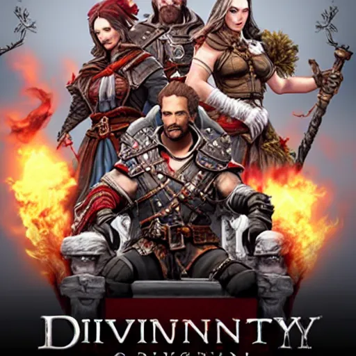 Image similar to divinity original sin 2 movie poster, high detail, divinity, d i v i n i t y, d - i - v - i - n - i - t - y