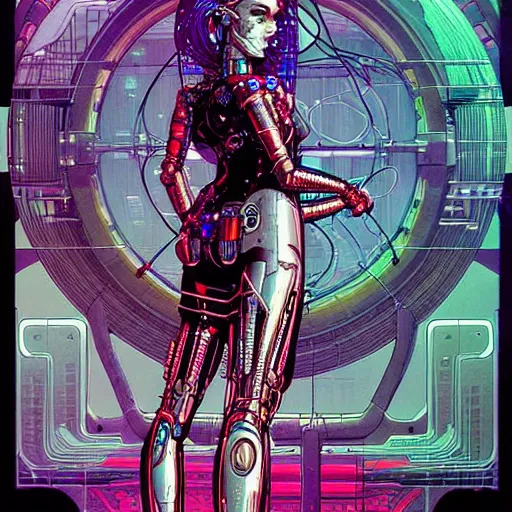 Prompt: a portrait of a beautiful cybernetic woman, wires, cyberpunk concept art by josan gonzales and philippe druillet and dan mumford and enki bilal and jean claude meziere