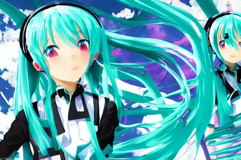 Image similar to hatsune miku themed windows 9 5 desktop, linux mint, computer wallpaper, in 1 9 9 5, y 2 k cybercore, desktop screenshot