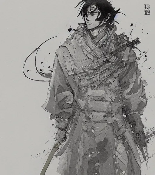 Image similar to hattori heiji, pen and ink, intricate line drawings, by craig mullins, ruan jia, kentaro miura, greg rutkowski, loundraw