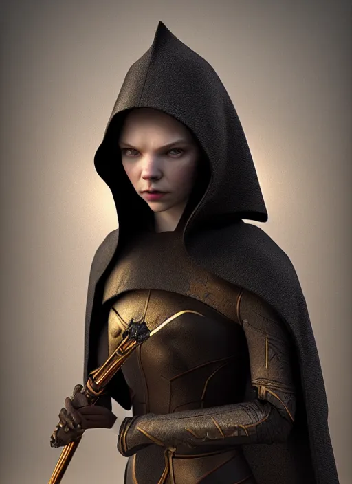 Prompt: Sith Lord playd by Anya taylor joy, studio light, photoreal, daz3d,intricate,elegant,highly detailed,8k,digital painting,concept art, sharp focus, illustration,golden ratio