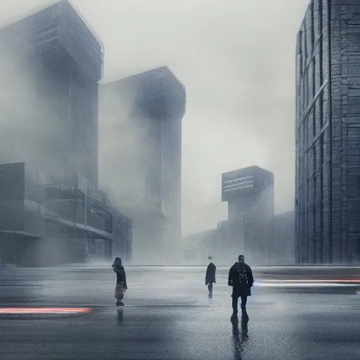 Prompt: a Photograph from the dystopian future of a British male in the year 2045 after ‘the event’ has taken place. Photorealistic, vivid, terrifying, somber, upsetting, 35mm, sharp focus, very very brutal, British architecture in the background, moody lighting 8k people don’t want to be outside anymore