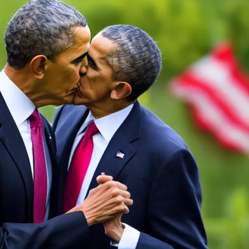 Image similar to obama and trump kissing, 4k