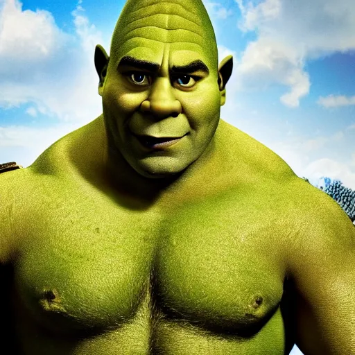 Image similar to the rock as Shrek, portrait, DreamWorks