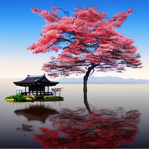 Image similar to landscape japanese house, japanese temple, cherry blossom samurai scene jurgens digital art, golden ratio, art canvas, award winning, masterpiece artstation 8 k 1 5 0 mpx