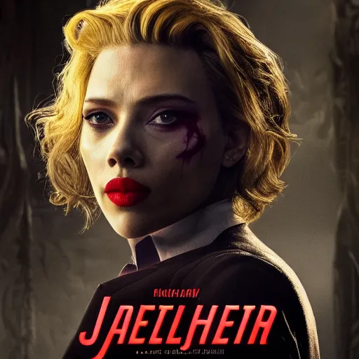 Image similar to Scarlett Johansen playing The Joker movie poster hdr