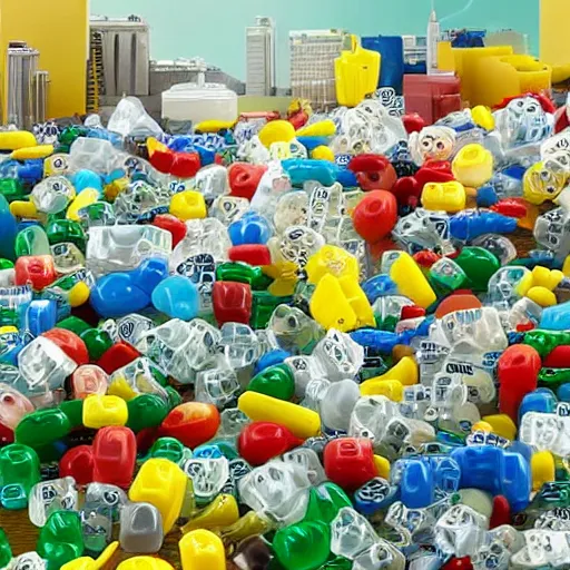 Image similar to Lego City overrun by thousands of jelly beans, old collection, verisimilitudinous