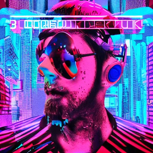 Prompt: album cover 3 d art cyberpunk abstract