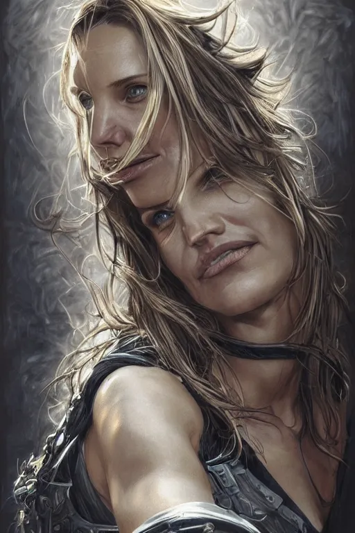 Image similar to Cameron Diaz as a ruggedly handsome hero, intricate, elegant, highly detailed, centered, digital painting, artstation, concept art, smooth, sharp focus, illustration, art by artgerm and donato giancola and Joseph Christian Leyendecker, WLOP