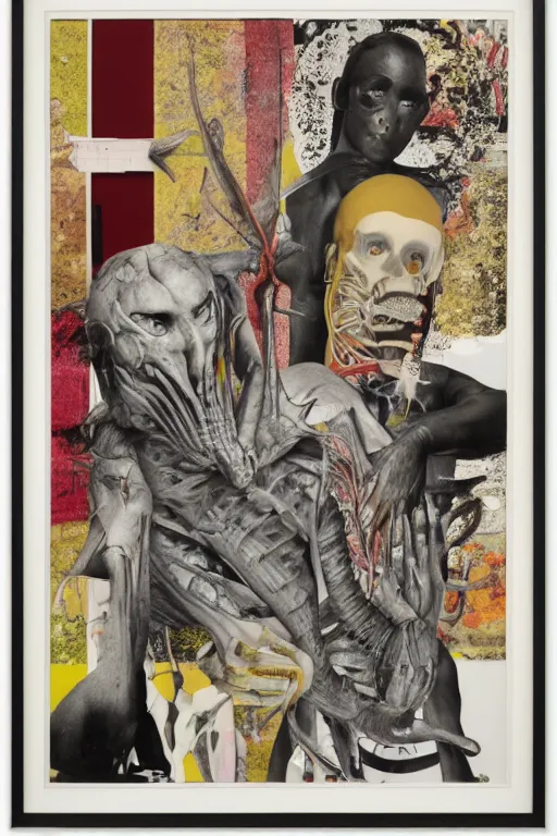 Image similar to youre from your father worm. symmetrical anatomy, pop art, torn magazine, without duplication, art by richard hamilton and mimmo rotella.