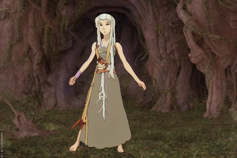 Prompt: tonemapped elven priestess by studio ghibli, highly detailed,